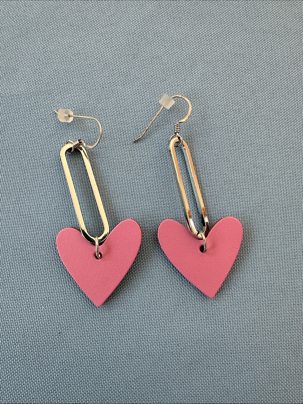 Pink Heart Dangle Earrings from Nickel & Suede